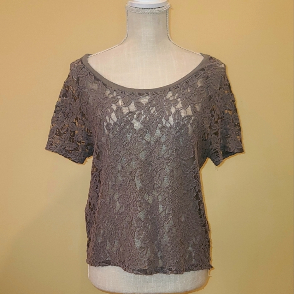 Express Gray Lace Shirt